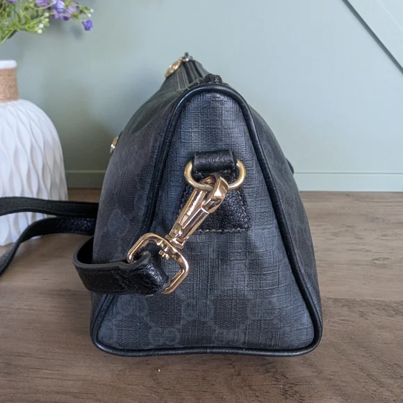 GUCCI VINTAGE GG MONOGRAM CANVAS LEATHER WOMEN'S SHOULDER BAG - Picture 5 of 10